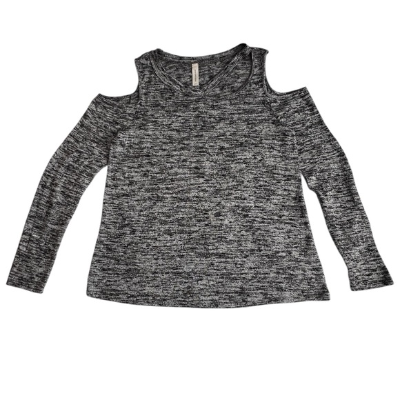 Peppermint Women’s Knit Gray Marled Cold Shoulder Cutout Sweater Pullover Size S - Picture 8 of 10